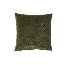 Pude inkl. fyld. Army Grøn 50x50cm. Velour M/mønstre.
